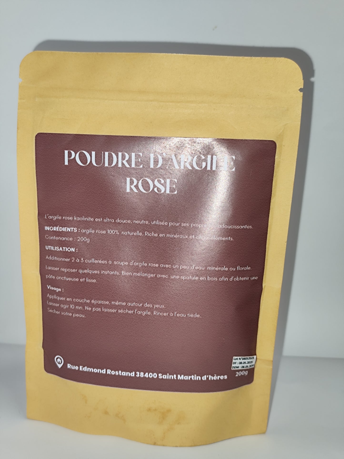 Poudre d'argile Rose Naturelle - Soin Visage Apaisant & Eclat- 200g